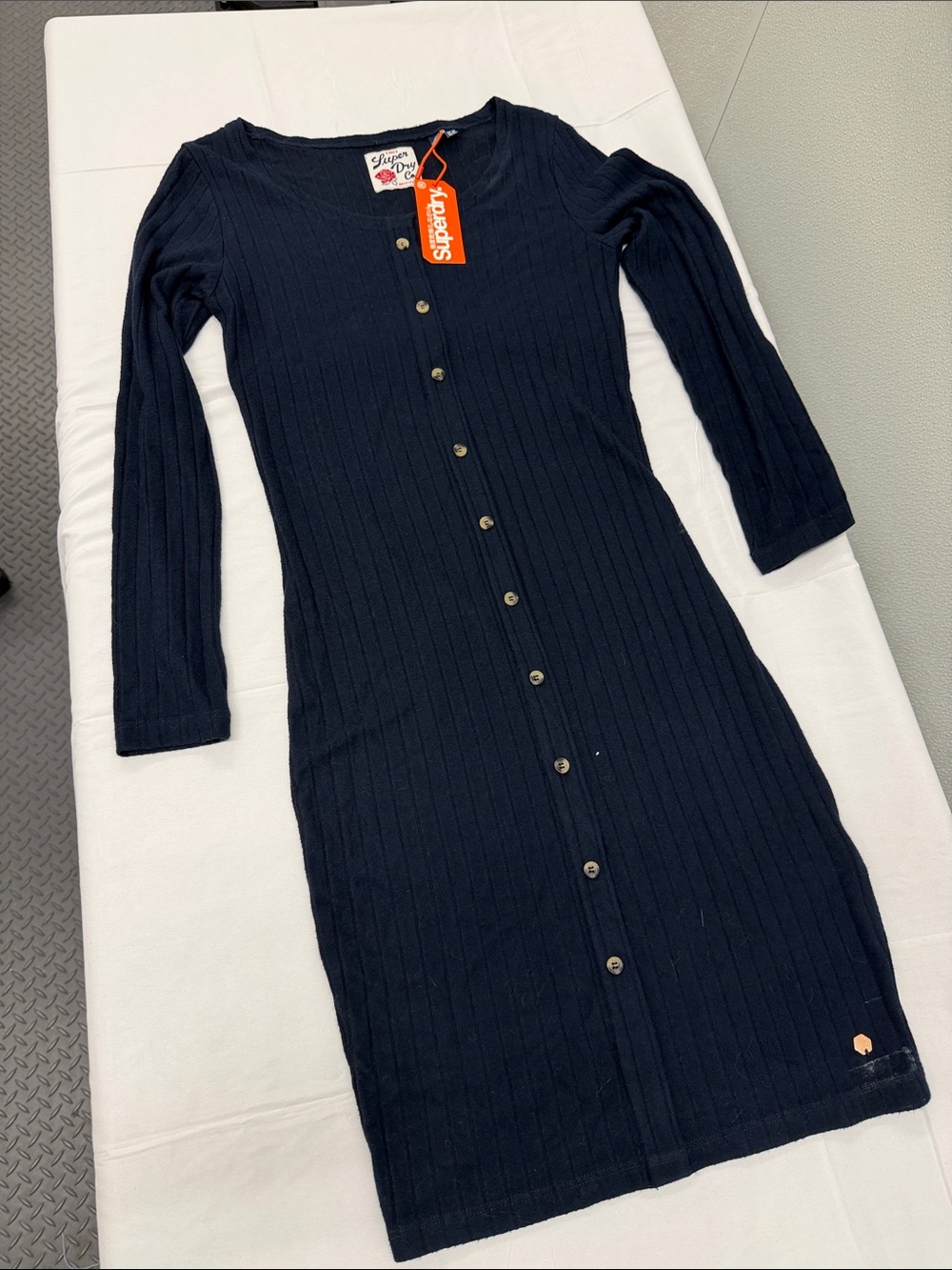 Superdry Button Down Ribbed Mini Dress - Picture 2 of 3